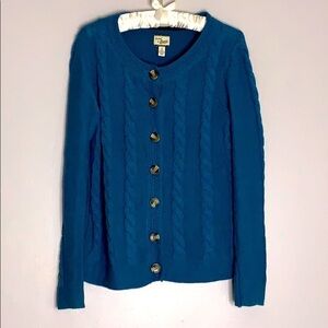 Knitted by Bass Chunky braid cozy knit blue preppy cardigan medium
